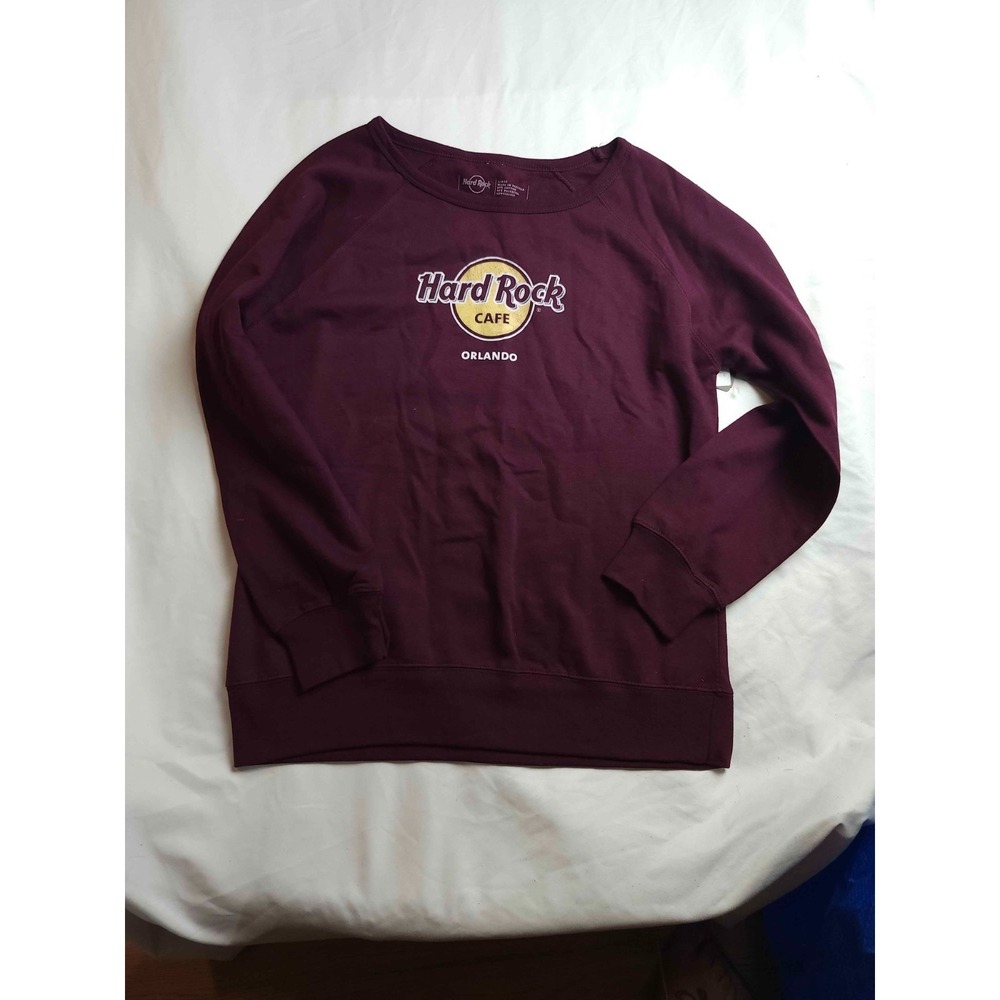 Hard Rock Orlando Pullover Sweatshirt Womens Large‎ Purple Fleece Graphic Fleece